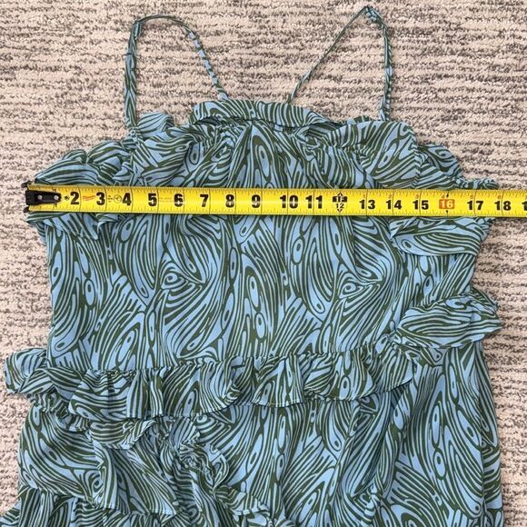 NWT Cinq A Sept Rayner Ruffle Trimmed MIDI Dress Size 8 Celeste Blue/Green - Picture 10 of 16